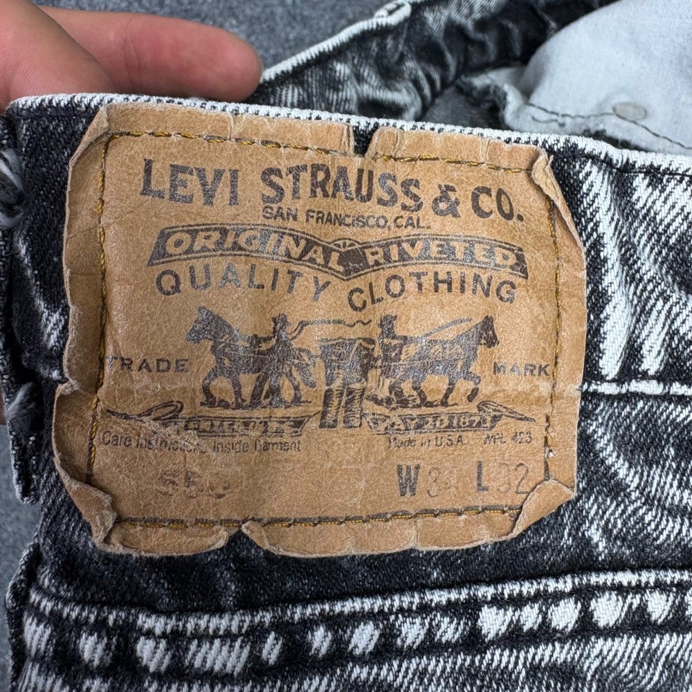 Levi's 550 Jeans Mens 34x32 Black Acid Wash Relaxed Tapered Made in USA Vintage - Picture 4 of 8